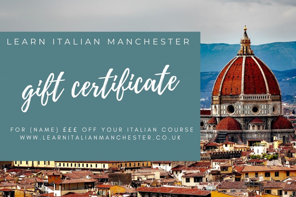 Italian lessons gift certificate